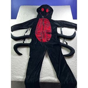 Fun Shack Spider Costume Jumpsuit Halloween Cosplay Kid's Large Hooded Black Red